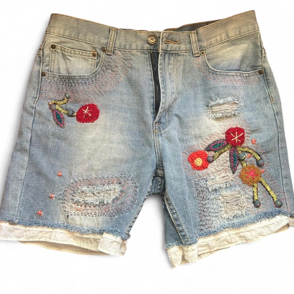 Embroidered Jean Shorts